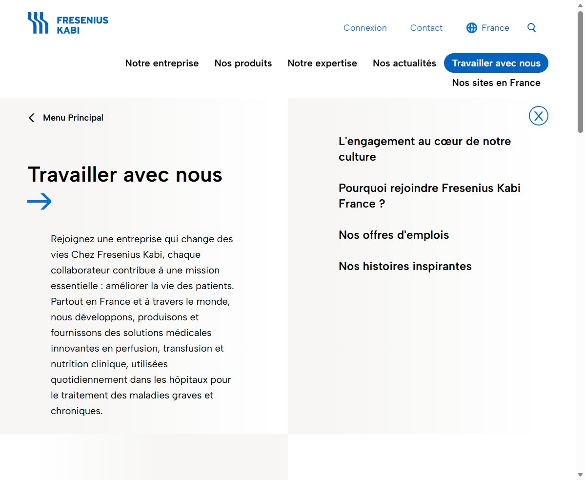 L'espace « Travailler avec nous » et ses quatre rubriques