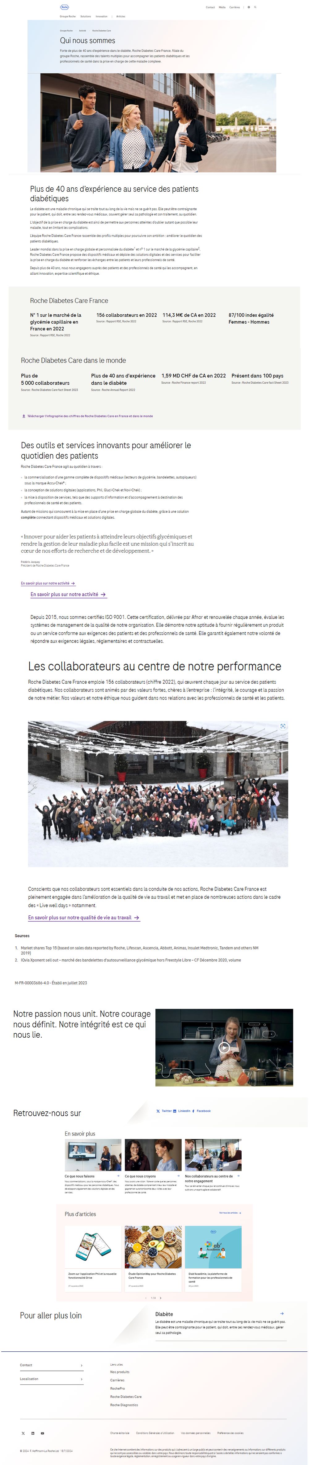 Page « Qui nous sommes » de Roche Diabetes Care France sur roche.fr