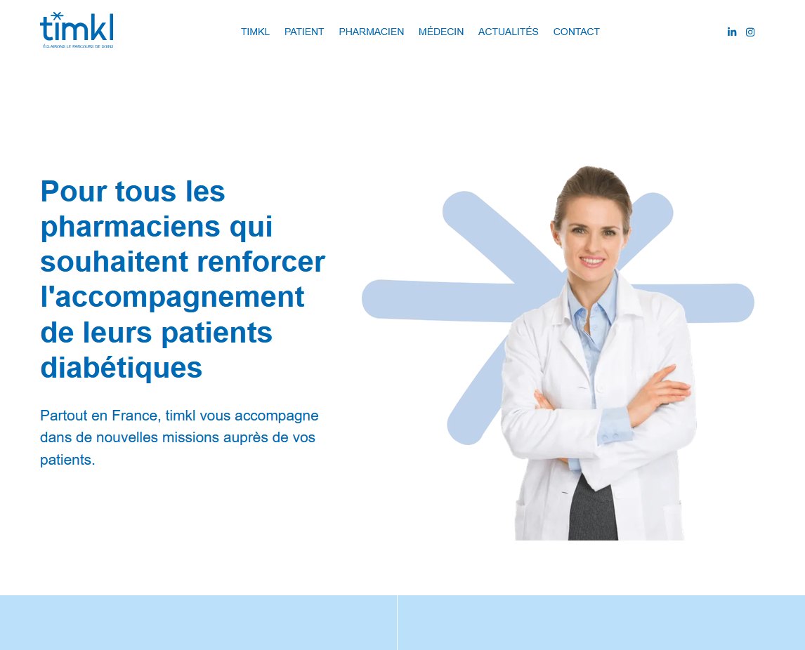 Page Pharmacien du site timkl.fr